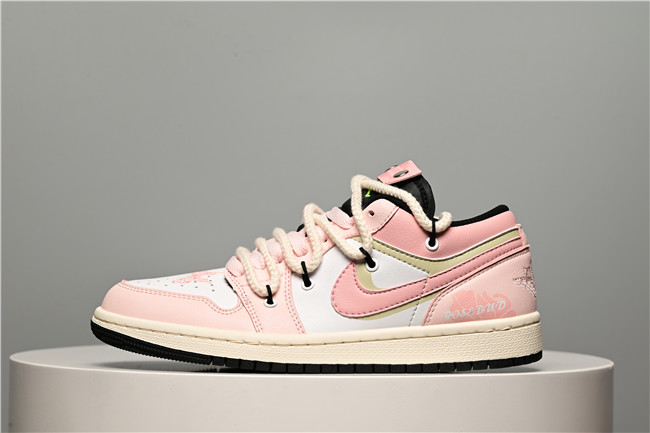 Women's Running Weapon Air Jordan 1 Low Pink/White Shoes 331